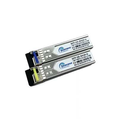 1.25Gb / S ثنائية الاتجاه جهاز الإرسال والاستقبال أحادي LC / SC 1550nm Tx 1310nm Rx 20Km SFP جهاز الإرسال والاستقبال